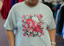 Load image into Gallery viewer, Faux Paint Pink Floral Breast Cancer Support Tee