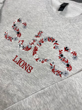 Load image into Gallery viewer, SJCS Lions Embroidered Floral Crewneck