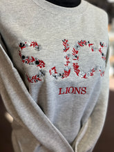 Load image into Gallery viewer, SJCS Lions Embroidered Floral Crewneck