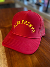 Load image into Gallery viewer, Kansas City Foam Trucker | Adjustable Red &amp; Gold Embroidered KC Football Hat