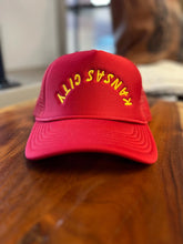 Load image into Gallery viewer, Kansas City Foam Trucker | Adjustable Red &amp; Gold Embroidered KC Football Hat