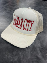 Load image into Gallery viewer, Kansas City Embroidered Foam Trucker Hat | Cream &amp; Red