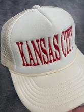 Load image into Gallery viewer, Kansas City Embroidered Foam Trucker Hat | Cream &amp; Red