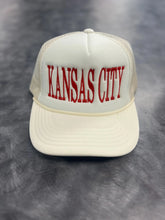 Load image into Gallery viewer, Kansas City Embroidered Foam Trucker Hat | Cream &amp; Red