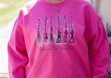 Load image into Gallery viewer, Pink Witch's Brooms Breast Cancer Support Crewneck Sweatshirt