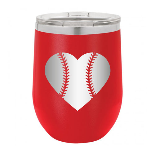 Baseball Heart Wine Tumbler