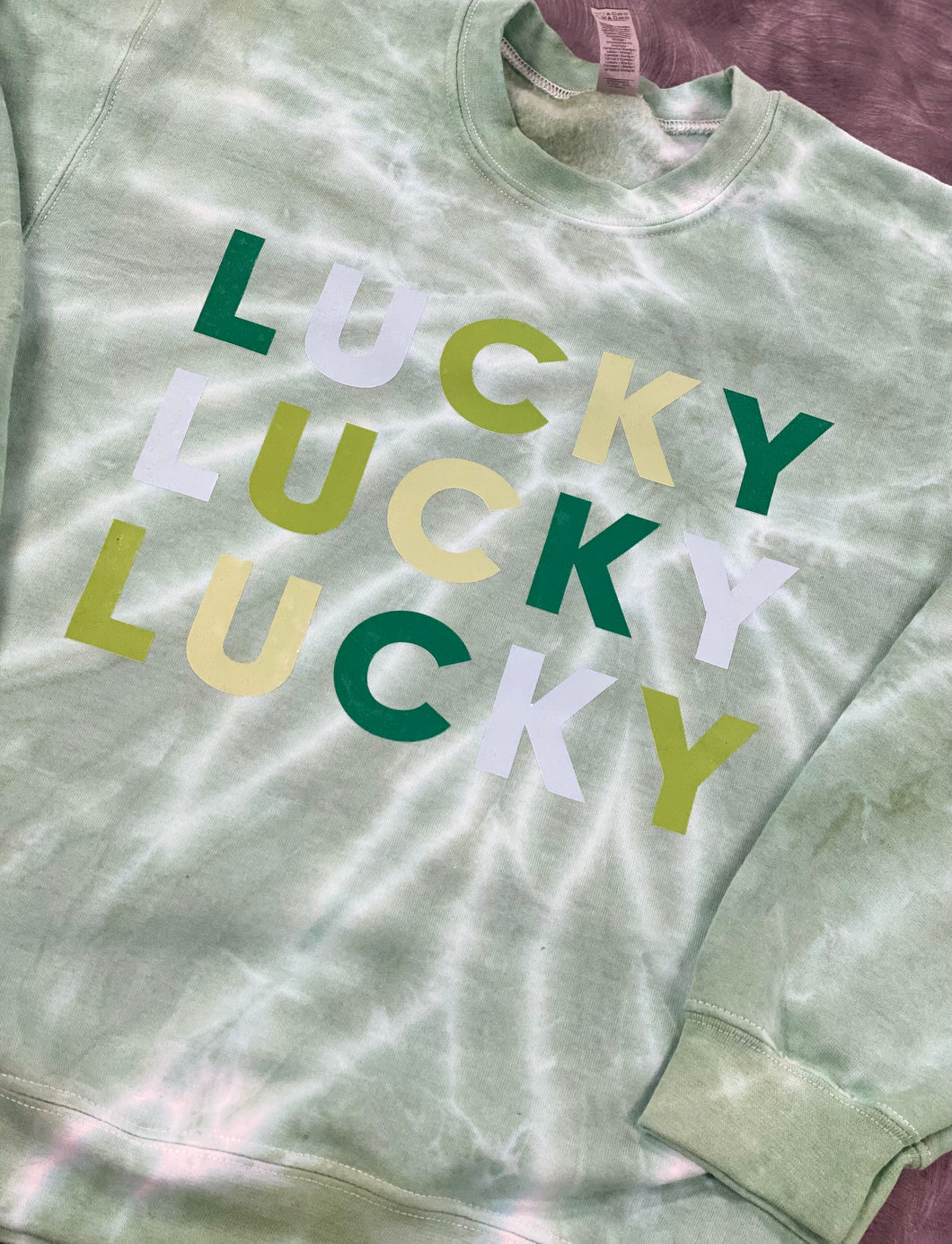 Lucky Lucky Lucky Tie Dyed Crewneck